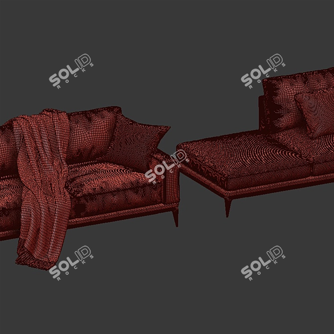 Cleveland Linen Sofa: Streamlined Mid-Century Modern Design 3D model image 4