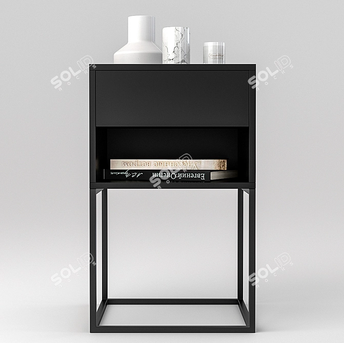 Handcrafted Viktor Nightstand - Elegant Bedside Table 3D model image 1