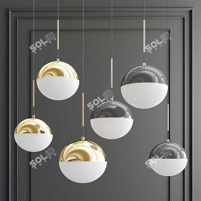 Sleek Glass Pendant Light 3D model image 1