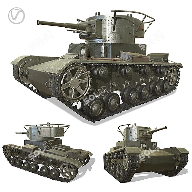 Soviet Tank T-26 Replica 3D model image 1