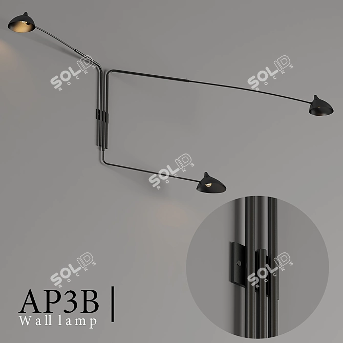 Adjustable Metal Wall Lamp with AP_3 Design 3D model image 1
