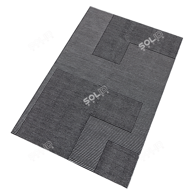 Title: Hand-Knotted Stripe Wool Rug 3D model image 1