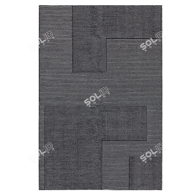Title: Hand-Knotted Stripe Wool Rug 3D model image 2