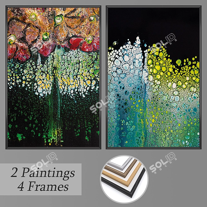 Abstract Wall Art Set with Multiple Frame Options 3D model image 1