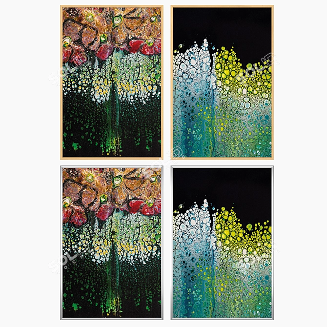 Abstract Wall Art Set with Multiple Frame Options 3D model image 3