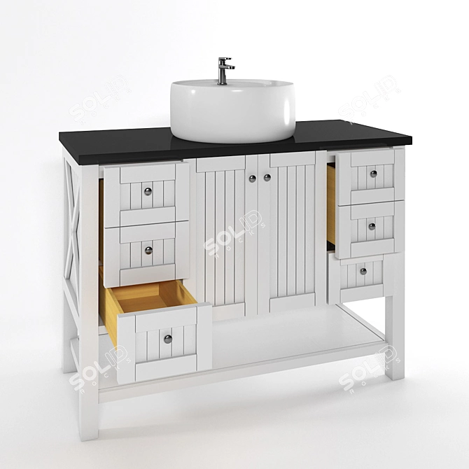 Modena White Vanity Chest: Stylish Storage for Your Bathroom 3D model image 1