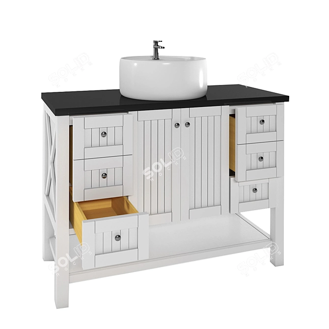 Modena White Vanity Chest: Stylish Storage for Your Bathroom 3D model image 3