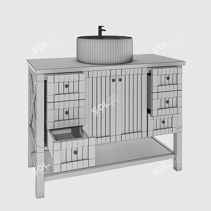 Modena White Vanity Chest: Stylish Storage for Your Bathroom 3D model image 5