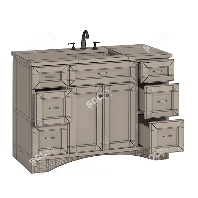 Modena White Wood Marble Vanity 3D model image 6