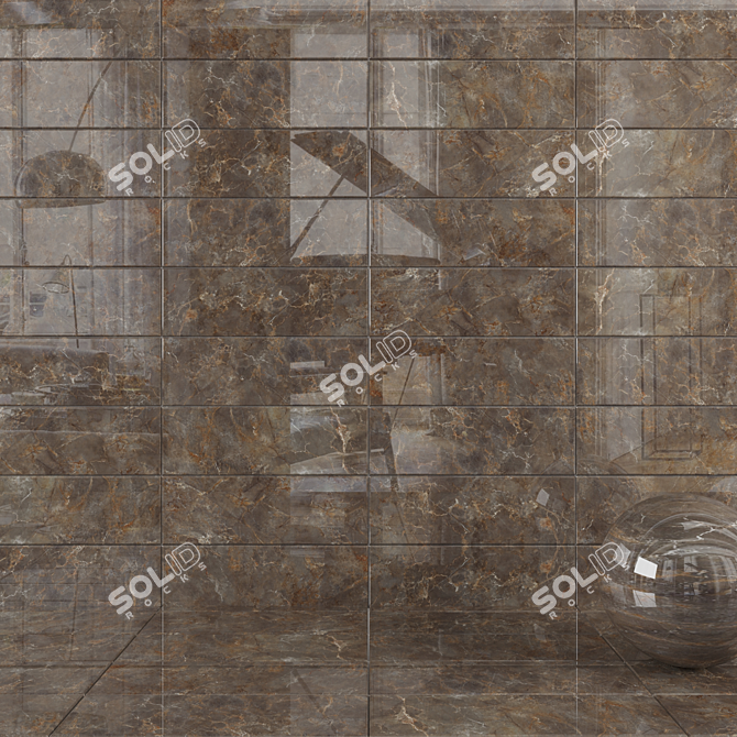 Elegant Brown Wall Tiles Set 3D model image 1