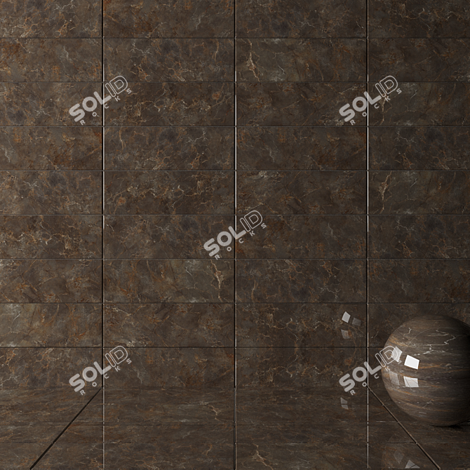 Elegant Brown Wall Tiles Set 3D model image 2