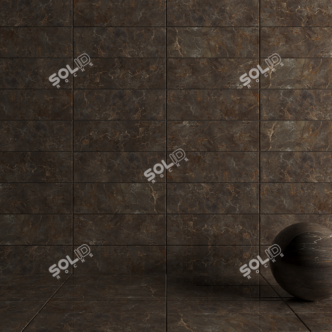 Elegant Brown Wall Tiles Set 3D model image 3