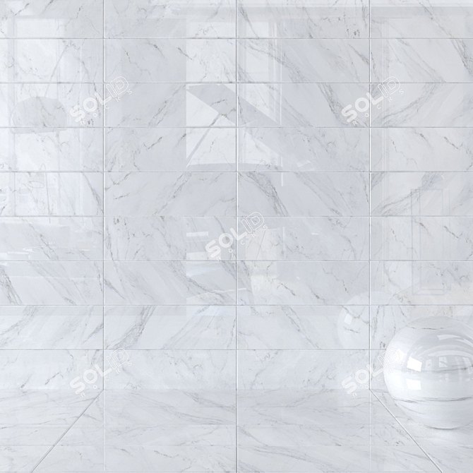 Escape White Wall Tiles: High-Quality, Multi-Texture Design 3D model image 1