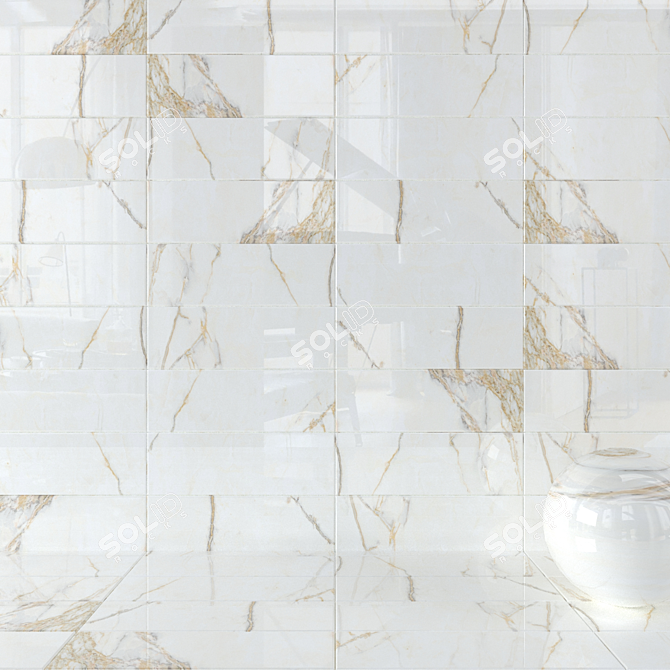 Estela White Wall Tiles Set: Multi-Texture, 30x90cm 3D model image 1