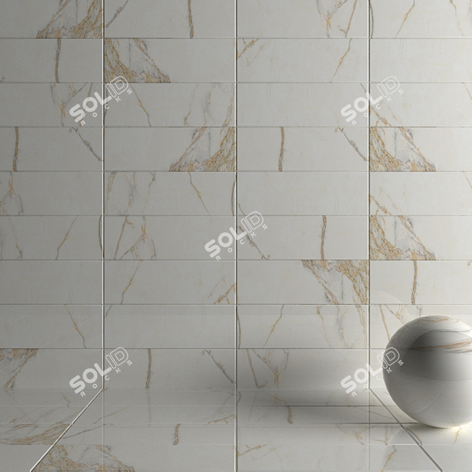 Estela White Wall Tiles Set: Multi-Texture, 30x90cm 3D model image 3