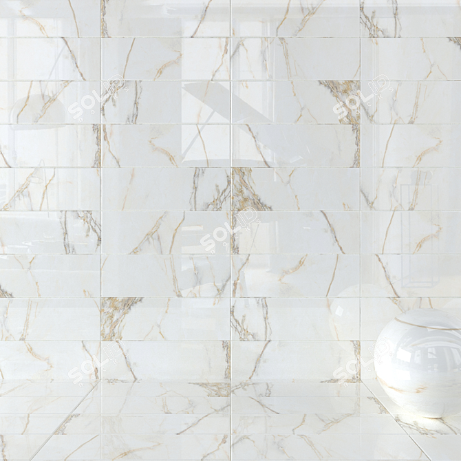 Estela White Wall Tiles - Set of 3 3D model image 1
