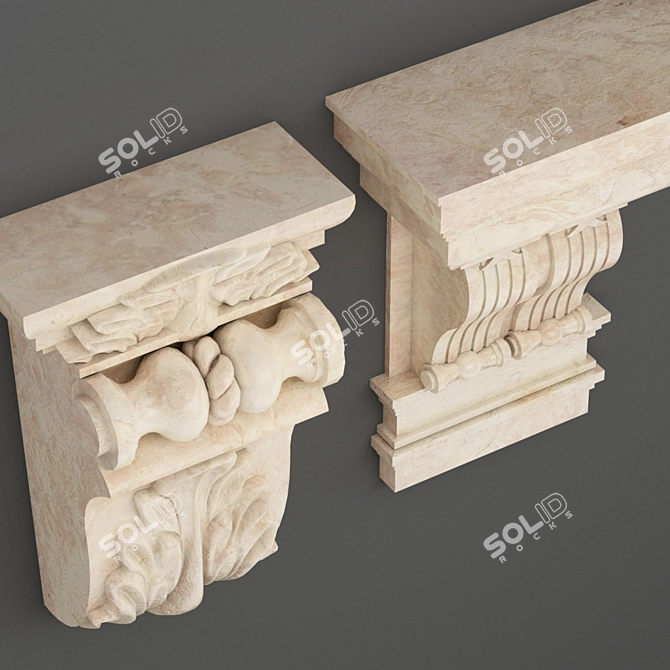 Elegant Facade Decor Ornament 3D model image 3