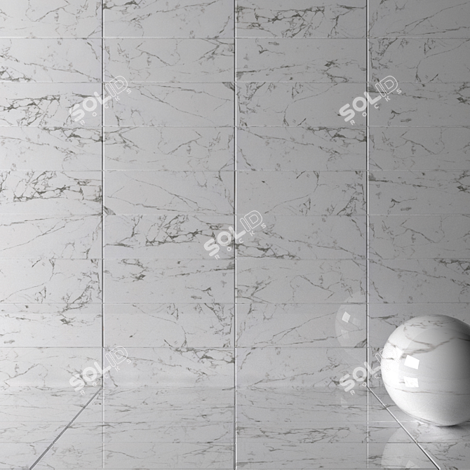 Elegant Flow White Wall Tiles 3D model image 2