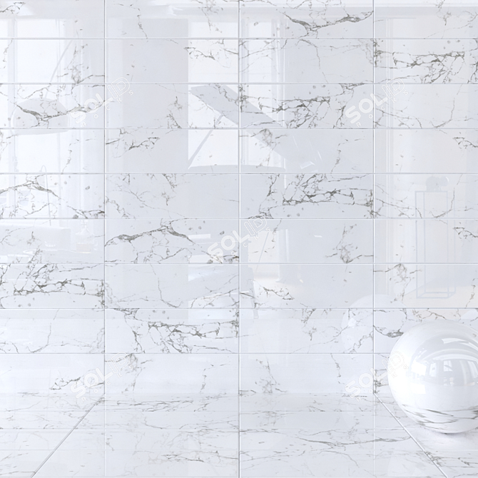 Elegant Flow White Wall Tiles 3D model image 1