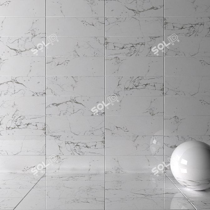 Elegant Flow White Wall Tiles 3D model image 2