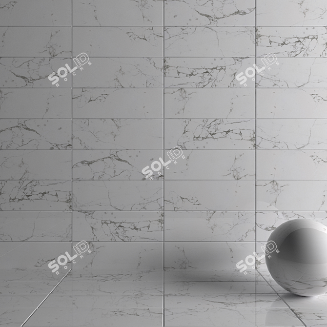 Elegant Flow White Wall Tiles 3D model image 3