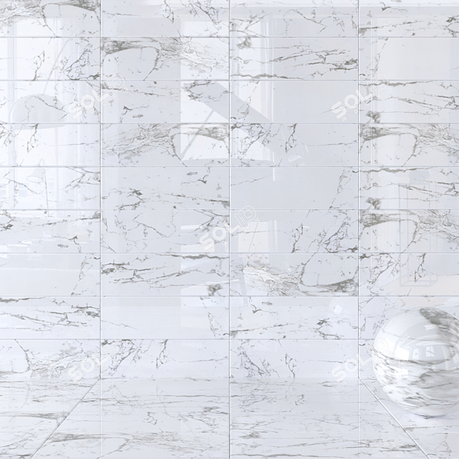 Flow White Wall Tiles Set - 3 Pieces 3D model image 1