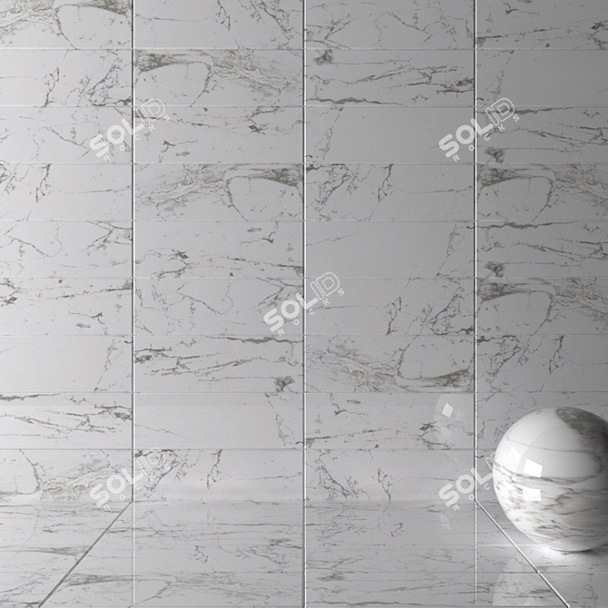 Flow White Wall Tiles Set - 3 Pieces 3D model image 2