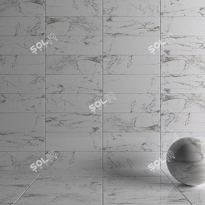 Flow White Wall Tiles Set - 3 Pieces 3D model image 3