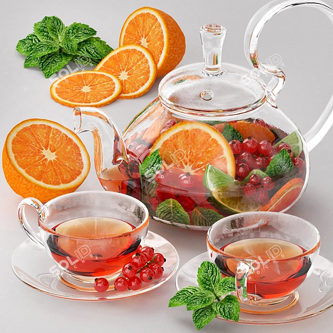 Berry Mint Fruit Tea 3D model image 1