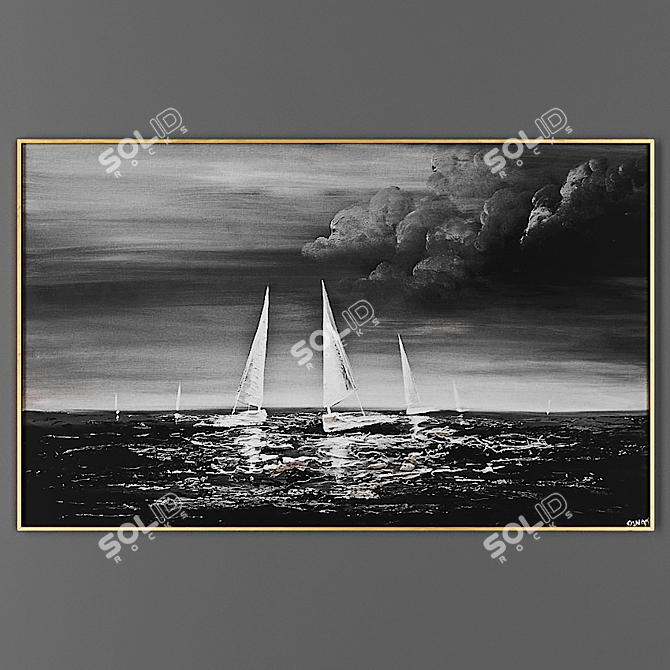 Elegant Framed Art Piece 3D model image 1