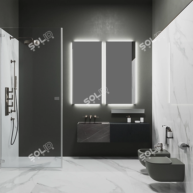 ARBI Code Bathroom Collection - Wall-Hung Toilet & Bidet 3D model image 1