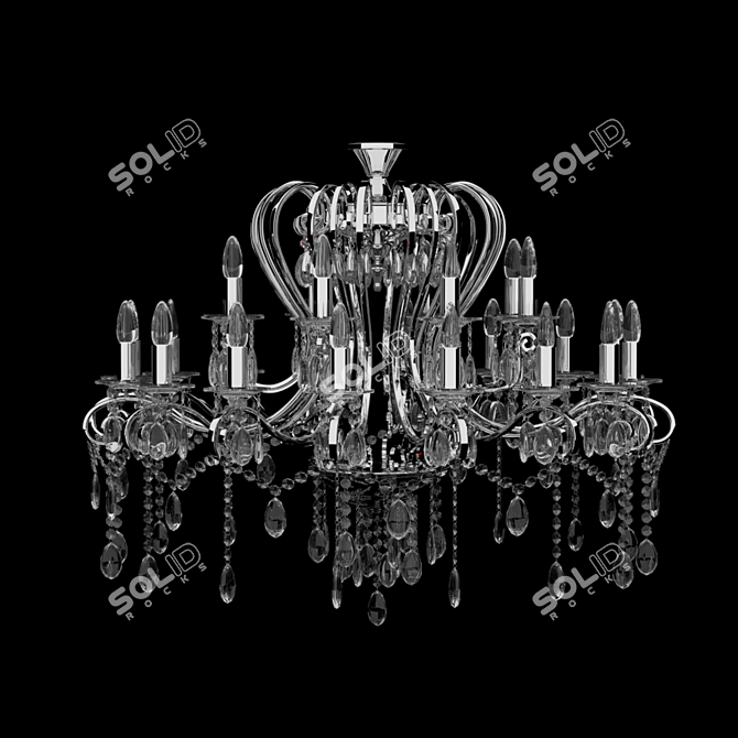 Title: Crystal Elegance Chandelier by CHIARO 3D model image 4