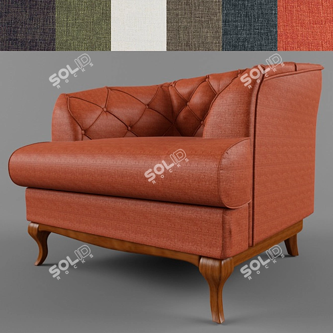 Davidos Passion Armchair: Stylish, Compact, Comfortable 3D model image 3