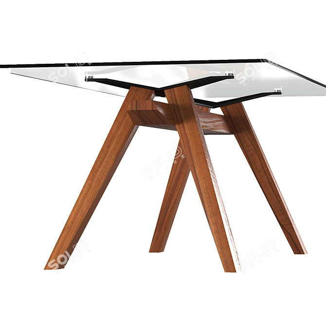 Modern Bamboo and Glass Zeus LG Table 3D model image 4