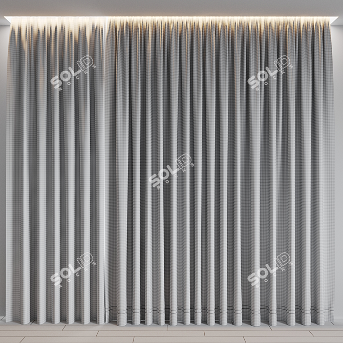 3 Color Curtain Set 3D model image 2