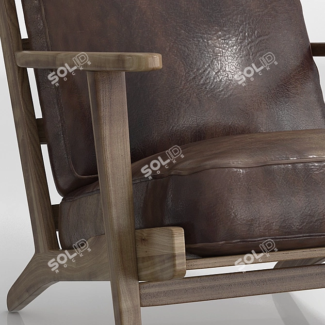 Refined Raylan Leather Armchair 3D model image 3