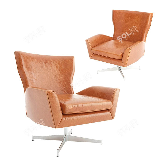 Luxury Leather Hemming Chair 3D model image 6