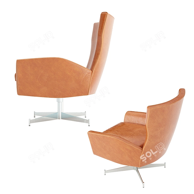 Luxury Leather Hemming Chair 3D model image 8