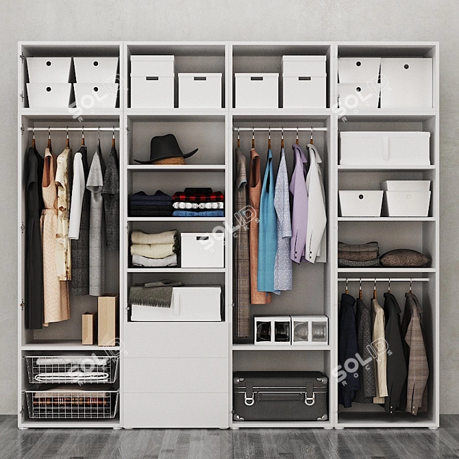 OPHUS Wardrobe: 7 Doors, 3 Drawers, White 3D model image 3