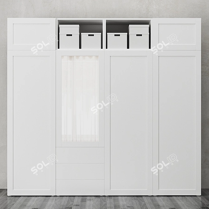 OPHUS Wardrobe: 7 Doors, 3 Drawers, White 3D model image 6