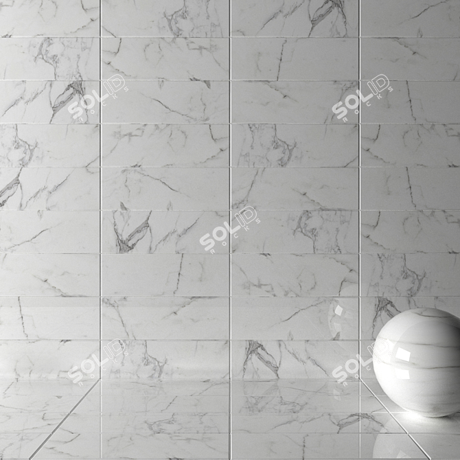 Legacy White Wall Tiles: Stylish 4-Piece Set 3D model image 2