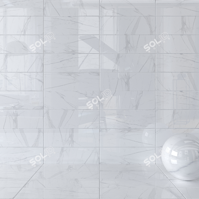 Marble White Wall Tiles, Set of 2 3D model image 1