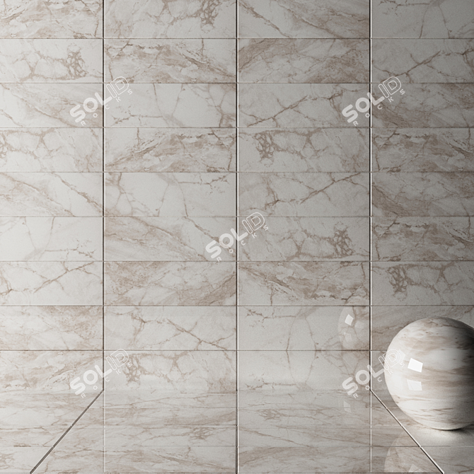 Elegant White Wall Tiles 3D model image 2