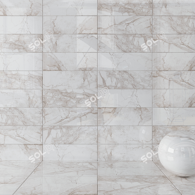 Nora White Wall Tiles - Set of 4 3D model image 1