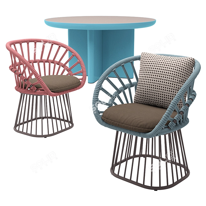 Kettal Cala Dining Chair & Table Set 3D model image 1