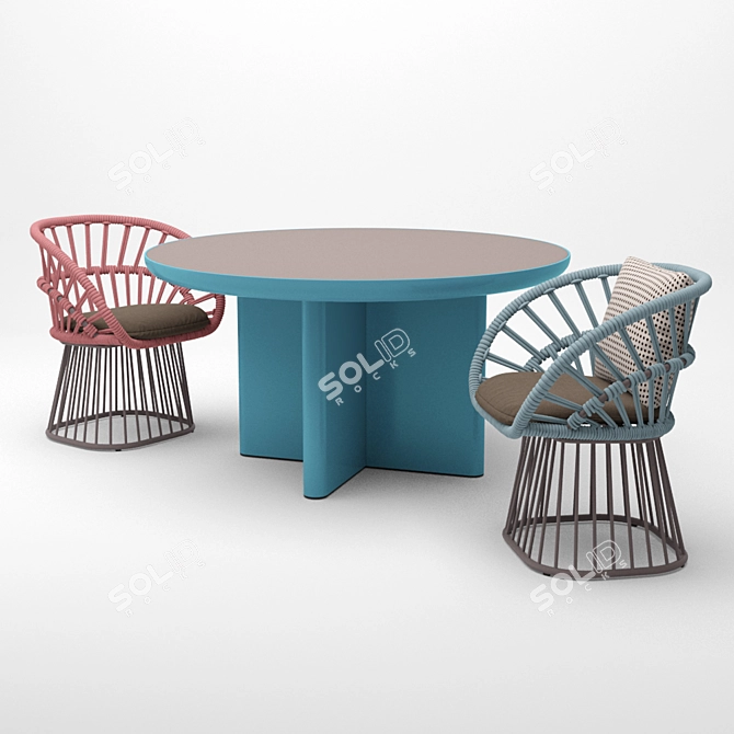 Kettal Cala Dining Chair & Table Set 3D model image 2