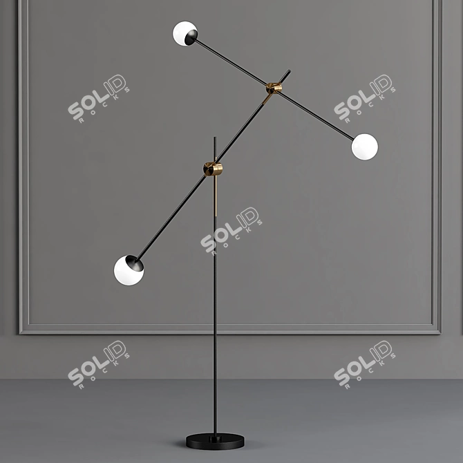 Elegant Brass and Copper Floor Lamp 3D model image 1