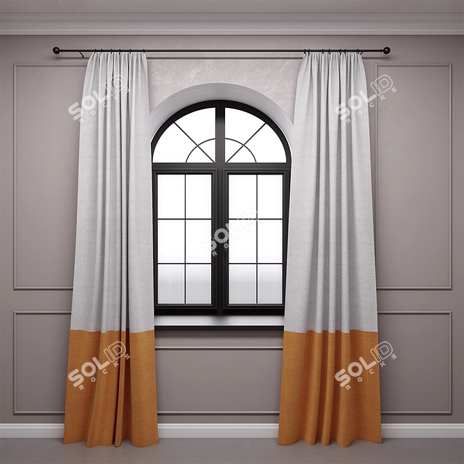 Arched Window Curtains: Elegant and Perfect Fit 3D model image 1