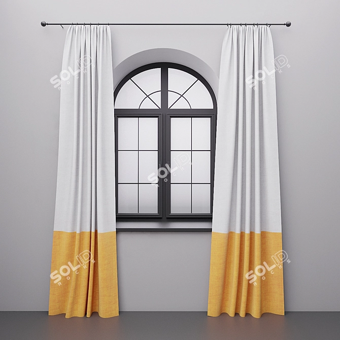 Arched Window Curtains: Elegant and Perfect Fit 3D model image 3