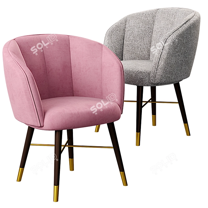 Pink Velvet Accent Chair - Cult Furniture 3D model image 1